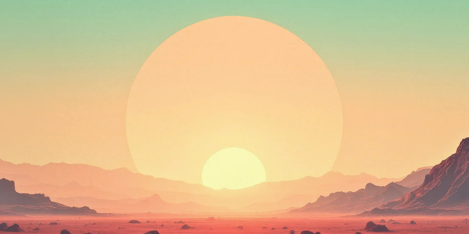 Sun setting over a wide desert horizon